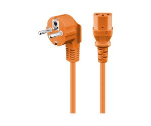 Goobay 95289 - Câble d'alimentation 3m Orange - Prise Type F vers CEE7/7 - 250V 10A - Connecteurs Mâle/Femelle - Conditionnement Sachet PE
