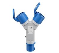 Goobay Adaptateur CEE pour caravane – 2 prises CEE – Portable – avec couvercle – Étanche IP44