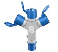 goobay Adaptateur CEE pour Caravane - Prise CEE vers 3 Prises CEE - Portable - avec Couvercle de Protection - Étanche IP44-76237