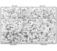 goobay Attaches de câbles, lot de 700 pièces, pinces blanches à clou, pinces à clou pour câbles ronds et plats en 7 tailles différentes, fixation de câbles pour murs, bois, plinthes - 80468