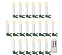 goobay Bougies d’arbre de Noël LED sans fil avec pinces, télécommande et fonction de minuterie, Bougies d’arbre de Noël, Bougies d’arbre, blanc chaud (2600 K), dimmable, lot de 20, 77754
