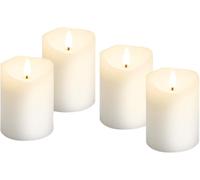 goobay Bougies lumineuses avec fonction minuterie Lot de 4 en blanc avec mèche 3D & fonctionnant sur piles, élégantes pour le salon, la salle à manger et l'Avent - 77780