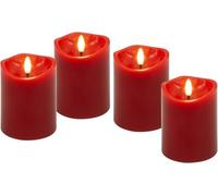 goobay Bougies lumineuses avec fonction minuterie Lot de 4 en rouge avec mèche 3D & fonctionnant sur piles, élégantes pour le salon, la salle à manger et l'Avent - 77749
