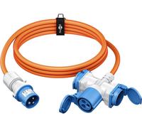 Goobay Câble adapateur CEE mâle vers prise CEE et 2 x 230 V 3G 2,5 mm² - Orange / 10 m