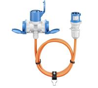 goobay Câble Adaptateur CEE pour Caravane, 10 m, Prise CEE vers 1 Prise CEE et 2 Prises avec Contact de Protection, IP 44, câble de Camping, Camping-Car et travaux 76266