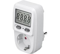 goobay Compteur électrique pour prise de courant centrale de balcon avec 5 modes d'affichage - Compteur de consommation électrique Prise avec indicateur des coûts de consommation - Compteur électrique