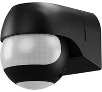 goobay Détecteur de Mouvement pour l'extérieur, IP44, 2 capteurs, Protection Contre Le rampement à 180° et 360°, Zone de détection 12 m, inclinable et pivotant, Noir - 79597