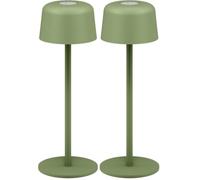 goobay lampe de table LED sans fil 25 cm, 3 niveaux de luminosité, contrôle tactile, 150 lm, 3000 K, blanc chaud, IP44, boîtier métallique, y compris câble de charge USB-C - vert, 77677 (Lot de 2)