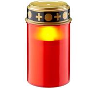 goobay Lanterne funéraire LED avec minuterie, fonctionne avec piles, bougies funéraires LED, pour extérieur, cimetière, lumière éternelle, lampe funéraire, rouge, 2 piles C/LR14 (non incluses) 74366