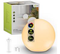 goobay LED Solar Ball 35 cm - Boule lumineuse RGB d'extérieur, résistante à l'hiver, étanche | Lampe solaire, lampe décorative pour terrasse, balcon, jardin, avec 10 modes d'éclairage et piquet