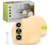 goobay Lot de 2 boules solaires LED de 20 cm - Boules lumineuses RGB d'extérieur, étanches, résistantes au froid | Lampe solaire décorative pour terrasse, balcon, jardin - 10 modes d'éclairage, piquet