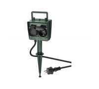 Goobay 55943 Quadruple Prise de Jardin Spécialement conçue pour l'extérieur (résistante Aux projections D´Eau IP44), Vert, Noir