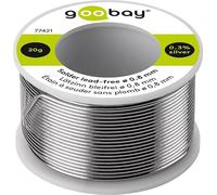 goobay Soudure avec flux Ø 0,8 mm, 20 g - Sans plomb pour la soudure sur composants électriques, 0,3% argent, 7% cuivre, 99% étain, teneur en flux 2,5%, point de fusion 217 °C, 77421