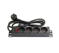 Good Connections Multiprise 19" (1U) – 4x prises femelles 25,4 cm, interrupteur, noir