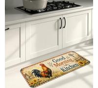 Good Morning Tapis de cuisine pour sol - Tapis doux rustique et rétro - Coussin à ressort confortable et lavable - Décoration pour évier, buanderie, salle de bain (40,6 x 119,4 cm)