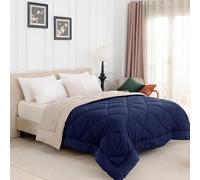Good Nite Couette sans Housse de Couette King Size 10,5 Tog - 230 x 220 cm - Réversible avec languettes d'angle, Lavable en Machine - pour Toutes Les Saisons - Bleu Marine et Beige