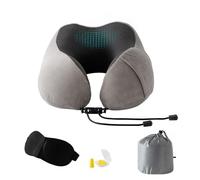 Good Nite Coussin de Voyage,Oreiller Cervical，Mousse à mémoire Oreiller de Voyage avec Masque pour Les Yeux Bouchons d'oreille, Sac de Transport Inclus，Convient pour Avion et Train Gris (Lot de 2)