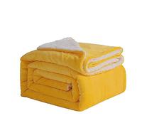 Good Nite Couverture Polaire Sherpa réversible en Polyester Douce et Chaude pour la Maison et Les Voyages (Jaune, très Grand lit) 200 x 230 cm