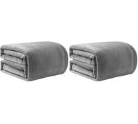 Good Nite Couvertures et Plaids Gris 130x150cm Couverture en Flanelle, Couverture Chaude de Canapé, Jete de lit, utilisable des Deux côtés (Lot de 2)