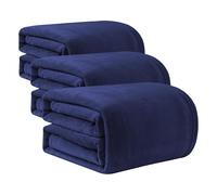 Good Nite Couvertures et Plaids Marine 130x150cm Couverture en Flanelle, Couverture Chaude de Canapé, Jete de lit, utilisable des Deux côtés (Lot de 3)