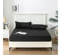 Good Nite Drap-Housse Doux et Respirant - Lavable en Machine - pour lit 1 Place, 2 Places, King Size, Super King Size - 25 cm de Profondeur (Noir, King Size)