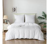 Good Nite Housse de Couette Parure de lit Brossé 3Pièces Microfibre brossée Douce et taie d'oreiller (Blanc, 240x220cm+2x80x80cm)