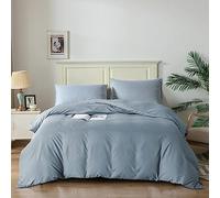 Good Nite Parure de lit avec Housse de Couette et taies d'oreiller en Microfibre Douce (Bleu Gris, lit Simple 135 x 200 cm)
