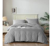 Good Nite Parure de lit avec Housse de Couette et taies d'oreiller en Microfibre Douce (Gris Clair, très Grand lit 230 x 220 cm)