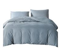 Good Nite Parure de lit Simple avec Housse de Couette et 2 taies d'oreiller en Microfibre de Polyester Douce (Bleu Gris)