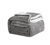 Good Nite Plaid Douillet, 150 x 200 cm, Gris, en Polaire, Couverture Sherpa, jeté de canapé, Chaude et Douce pour l'hiver (Gris, 150 x 200 cm)