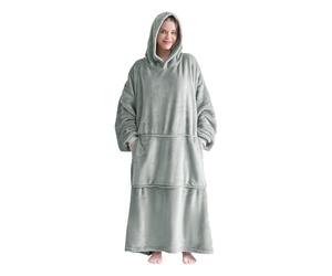Good Nite Pull Plaid a Capuche Femme & Homme Sweat à Capuche,Couverture Sweat Plaid Avec Grandes Poches,Blanket Hoodie,Tissu Sherpa Doux et Chaud,Adulte (Gris, 90x130cm)