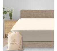 Good Sleep Bedding Drap-Housse pour très Grand lit à 800 Fils avec élastique Tout Autour, Tissage de Satin de Coton égyptien à 100%, jusqu'à 18 Pouces Ivoire
