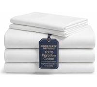 Good Sleep Bedding Lot de 5 draps de lit King Size 1000 Fils au Pouce carré 100% Coton égyptien satiné Respirant avec Poche Profonde élastique pour s'adapter à la Mousse à Profil Bas et
