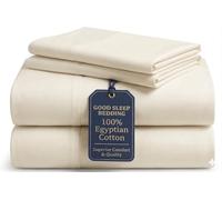 Good Sleep Bedding Parure de lit 4 pièces 100% Coton égyptien 1000 Fils au Pouce carré avec Poches de 40,6 cm de Profondeur Ivoire