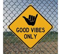 Good Vibe - Plaque murale vintage rustique en aluminium - 20,3 x 20,3 cm - Cadeau et décoration pour la maison, le bureau, le café et la cour