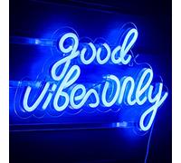 Good Vibes Only Enseigne Néon Bleu LED Mot Lumière Signe Néons Signes Acrylique Lettres LED Signes pour Chambre Mur Bar Partie Décor 16.5"X9.4"