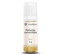 GoodBake Paillettes comestibles dorées 6 g | sans sucre, véganes et neutres en goût | Paillettes pour boissons, cocktails et gâteaux, colorant alimentaire en poudre d'or