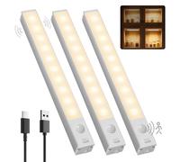 GOODEA Lampe de Placard LED Rechargeable Sans Fil, 3000k, 18cm, 3 Pcs