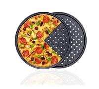 GOODGDN 2 pièces de moules à Pizza,Ustensiles de Cuisson antiadhésifs, Moule à Pizza avec Trous, Plateau de Cuisson à Pizza à croûte croustillante Ronde de 32 cm