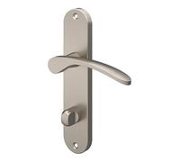 GoodHome Beare paire de poignées sur plaque ronde à condamnation effet nickel satin gris L.110,5 x l.40 mm entraxe 165 mm