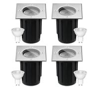 Goodia Spot Led Encastrable Exterieur sol Carré Pour Gu10 | Spot Encastrable Exterieur IP67 Étanche 3W 230V 3000K Blanc Chaud, Borne Eclairage Exterieur pour Jardin Chemin Parc Cour