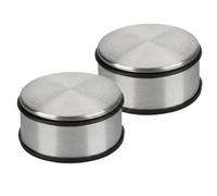 GOODS+GADGETS® Butée de Porte Inox 1,2 kg - Cale Porte Design | Lot de 2 stop-porte acier inoxydable brossé - 11x6 cm - sans installation - bagues caoutchouc antidérapantes