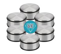 GOODS+GADGETS® Butée de Porte Inox 1,2 kg - Lot de 6 Design | Acier inoxydable brossé & anneau caoutchouc - cale-porte sans perçage, 11x6 cm, finition satin argent