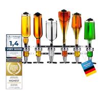 GOODS+GADGETS® Doseur Alcool Mural 4 ar Butler 6 Bouteilles | Distributeur spiritueux chromé - porte-bouteilles bar maison - portionneur cocktail sans gouttes