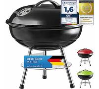 GOODS+GADGETS® Mini Barbecue Charbon de Bois Boule 38 cm - Compact | Gril de table portatif émaillé acier inox - sans rouille - camping, balcon, pique-nique