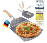 GOODS+GADGETS® Pelle à Pizza XXL en Aluminium - Manche Bois Pliable | Lame extra-fine pour enfourner sans coller - spatule pizza & pain - poignée pliable pour rangement facile