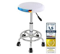 GOODS+GADGETS® Tabouret de Travail Roulant Ergonomique, Hauteur 46-63 cm | Siège pivotant 360° - similicuir facile à entretenir - base chromée - sans grince