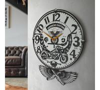 goodtime Horloge murale américaine personnalisée avec pendule oscillant, style vintage, noir et blanc, art mural de moto, cadeaux pour les fans de propriétaires de moto, cadeaux Harley Davidson pour