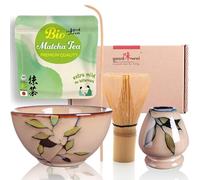Goodwei Set Matcha BIO Complet avec Bol Matcha en Céramique, Fouet à Matcha Chasen et Support | Coffret Cadeau Cérémonie du Thé (Bamboo)