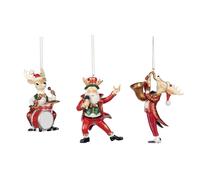 Goodwill Lot de 3 décorations de Noël à suspendre Père Noël et cerf chantant 11 cm